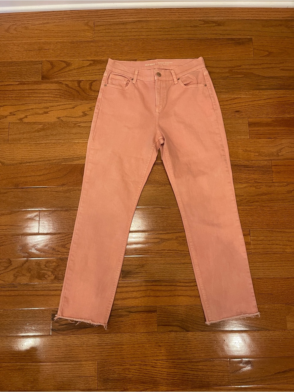 Old Navy Perfect Straight Mid-Rise Light Pink Denim Jeans Size 6